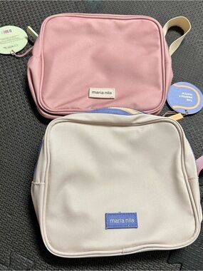 maria nila Pink and Cream Travel Toiletry Bag Set